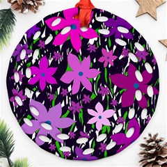 Purple Fowers Ornament (round Filigree) 