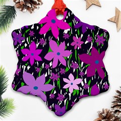 Purple Fowers Snowflake Ornament (2-side)