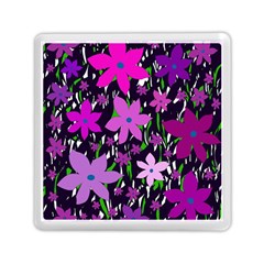 Purple Fowers Memory Card Reader (square) 