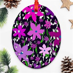 Purple Fowers Oval Filigree Ornament (2-side) 