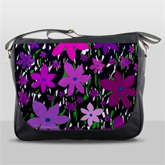 Purple Fowers Messenger Bags by Valentinaart