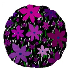 Purple Fowers Large 18  Premium Round Cushions