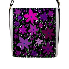 Purple Fowers Flap Messenger Bag (l)  by Valentinaart