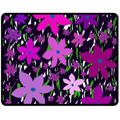 Purple Fowers Double Sided Fleece Blanket (medium) 