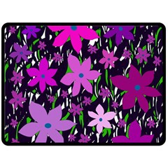 Purple Fowers Double Sided Fleece Blanket (large) 