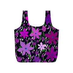 Purple Fowers Full Print Recycle Bags (s)  by Valentinaart