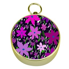 Purple Fowers Gold Compasses