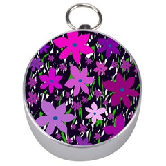 Purple Fowers Silver Compasses by Valentinaart