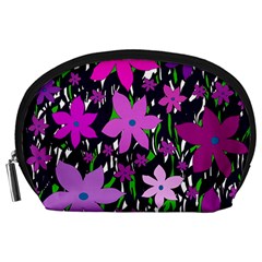 Purple Fowers Accessory Pouches (large)  by Valentinaart