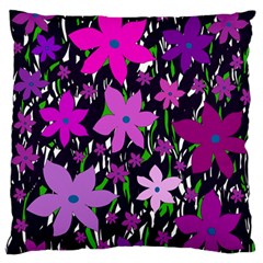 Purple Fowers Large Flano Cushion Case (two Sides)