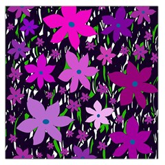 Purple Fowers Large Satin Scarf (square)