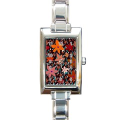 Orange Flowers  Rectangle Italian Charm Watch