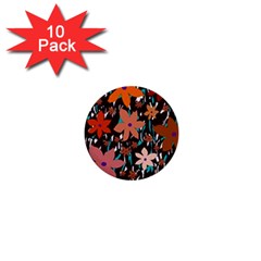 Orange Flowers  1  Mini Buttons (10 Pack) 