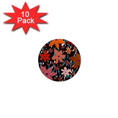 Orange Flowers  1  Mini Magnet (10 Pack) 