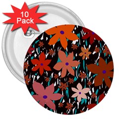 Orange Flowers  3  Buttons (10 Pack)  by Valentinaart