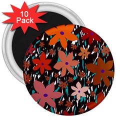 Orange Flowers  3  Magnets (10 Pack) 