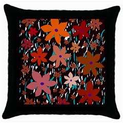 Orange Flowers  Throw Pillow Case (black)