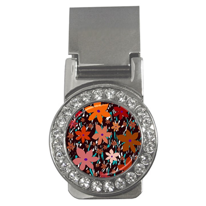 Orange flowers  Money Clips (CZ) 