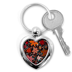 Orange Flowers  Key Chains (heart) 