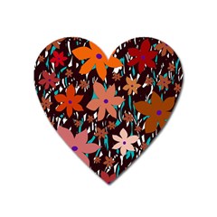 Orange Flowers  Heart Magnet by Valentinaart