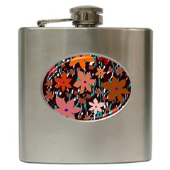 Orange Flowers  Hip Flask (6 Oz)