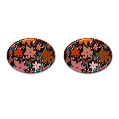 Orange Flowers  Cufflinks (oval)