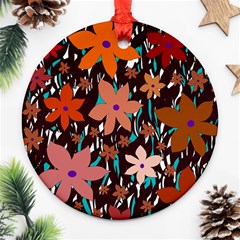 Orange Flowers  Round Ornament (two Sides) 