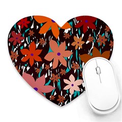 Orange Flowers  Heart Mousepads