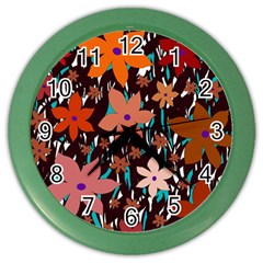 Orange Flowers  Color Wall Clocks