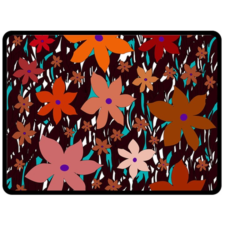 Orange flowers  Fleece Blanket (Large) 