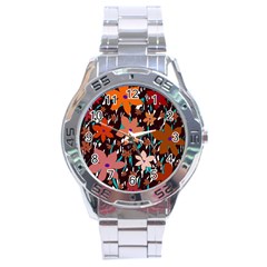 Orange Flowers  Stainless Steel Analogue Watch