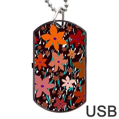 Orange Flowers  Dog Tag Usb Flash (one Side)