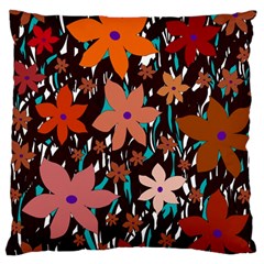 Orange Flowers  Large Cushion Case (one Side)