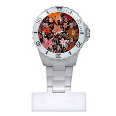 Orange Flowers  Plastic Nurses Watch