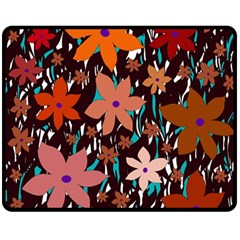 Orange Flowers  Double Sided Fleece Blanket (medium) 