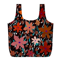 Orange Flowers  Full Print Recycle Bags (l) 