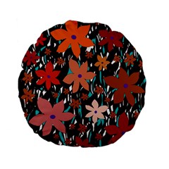 Orange Flowers  Standard 15  Premium Flano Round Cushions