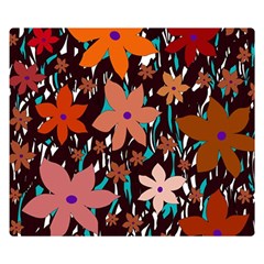 Orange Flowers  Double Sided Flano Blanket (small)  by Valentinaart