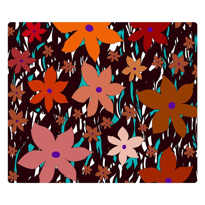 Orange flowers  Double Sided Flano Blanket (Small) 