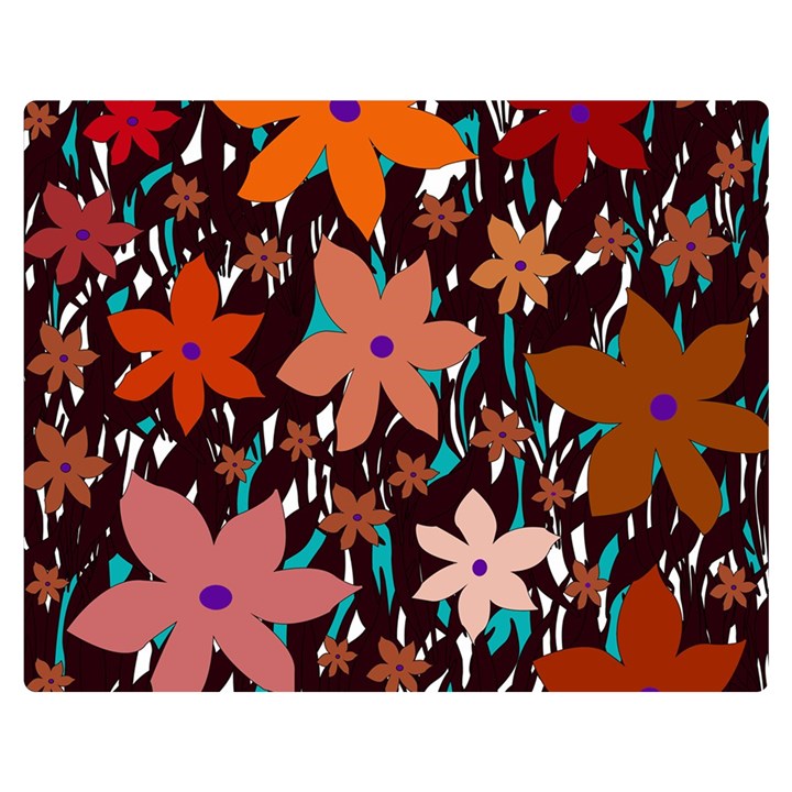 Orange flowers  Double Sided Flano Blanket (Medium) 