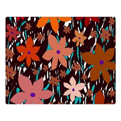 Orange Flowers  Double Sided Flano Blanket (large) 