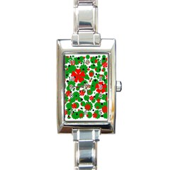 Red And Green Christmas Design  Rectangle Italian Charm Watch by Valentinaart