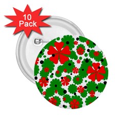 Red And Green Christmas Design  2 25  Buttons (10 Pack) 