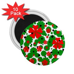 Red And Green Christmas Design  2 25  Magnets (10 Pack)  by Valentinaart