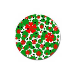 Red And Green Christmas Design  Magnet 3  (round) by Valentinaart