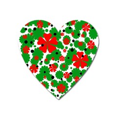 Red And Green Christmas Design  Heart Magnet by Valentinaart