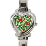 Red and green Christmas design  Heart Italian Charm Watch Front