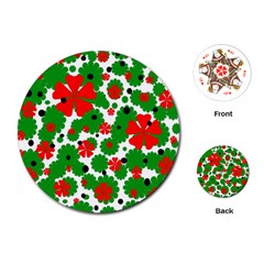 Red And Green Christmas Design  Playing Cards (round) 