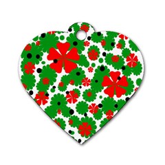 Red And Green Christmas Design  Dog Tag Heart (two Sides) by Valentinaart