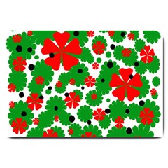 Red And Green Christmas Design  Large Doormat  by Valentinaart